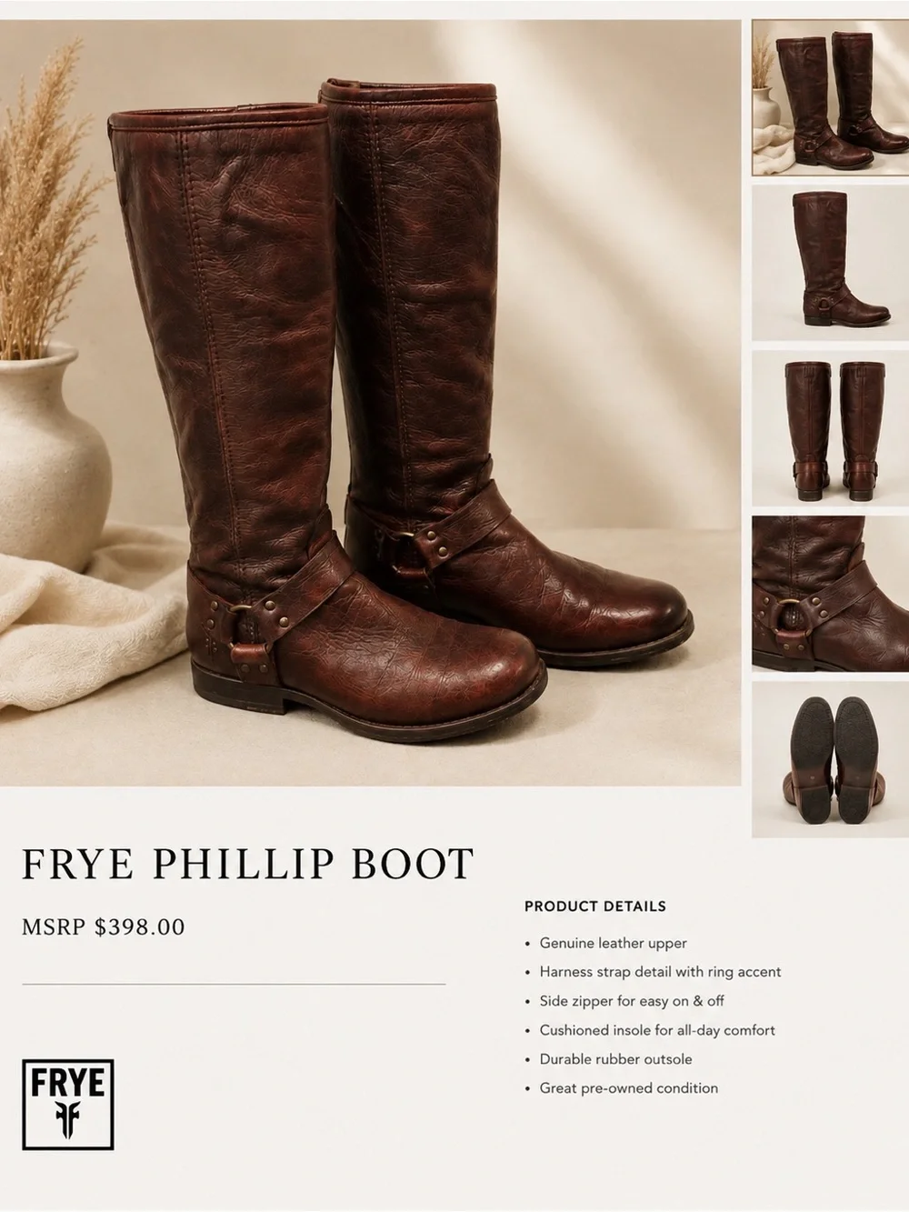 Frye Tall Harness Riding Boot in Dark Brown Leather